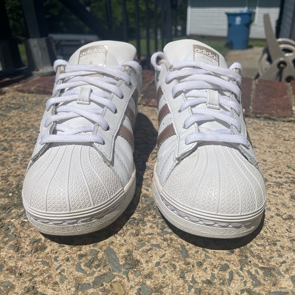 Women’s Rose Gold Adidas Superstar Sneakers - Picture 3 of 10